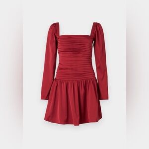 Abercrombie & Fitch Emerson Drop-Waist Satin red Dress size L tall NEW